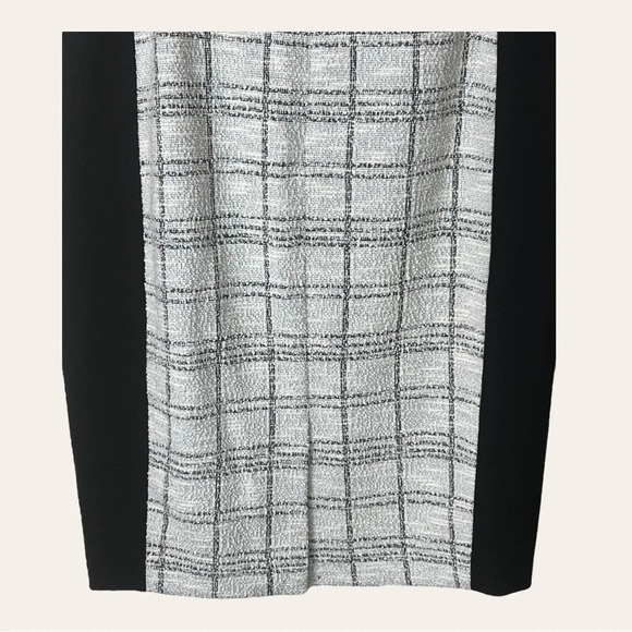 0899. CALVIN KLEIN TWEED PENCIL SKIRT SIZE‎ 6 CREAM/METALLIC SILVER/BLACK - Picture 12 of 12